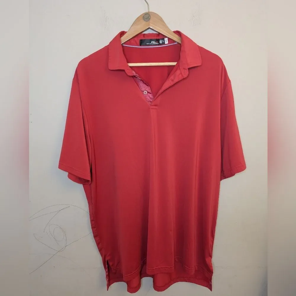 Ralph Lauren RLX Mens Red Golf Athletic Polo Shirt Size XL